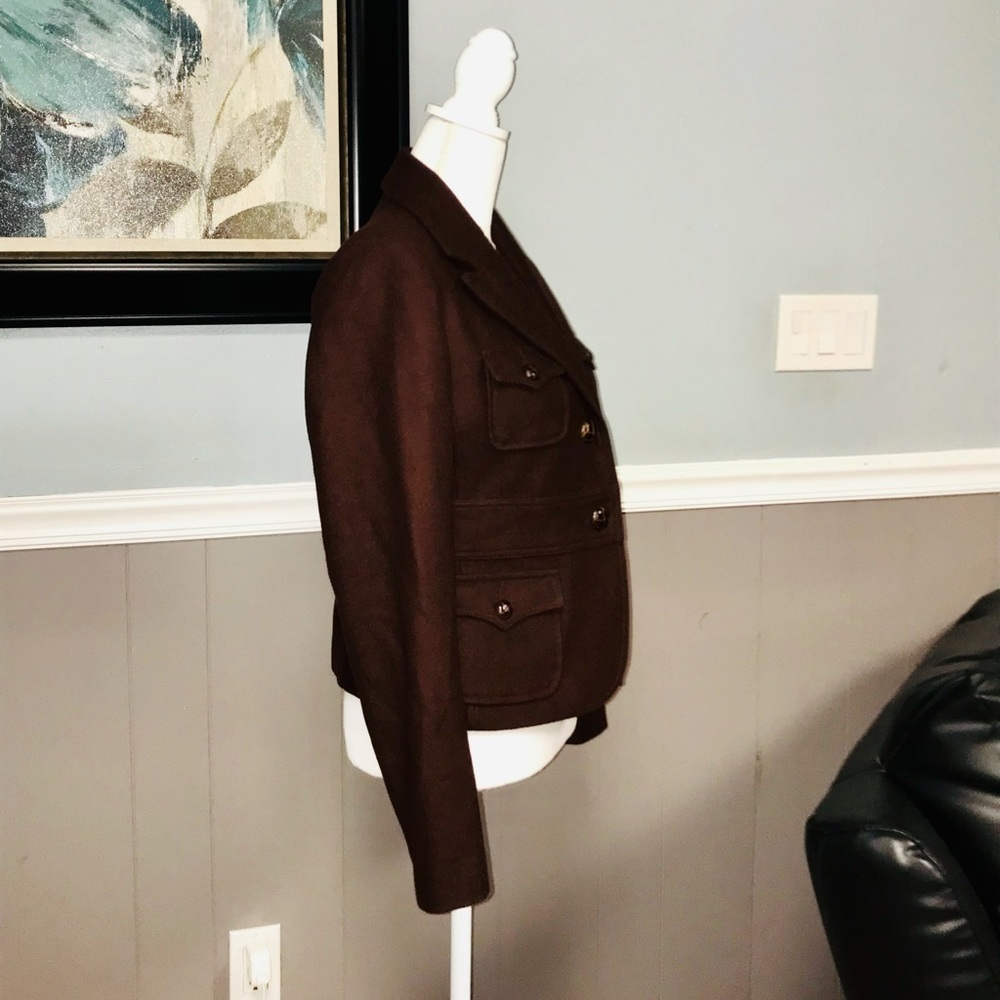 Zara Basic Cranberry Brown Wool Blend Jacket - image 3